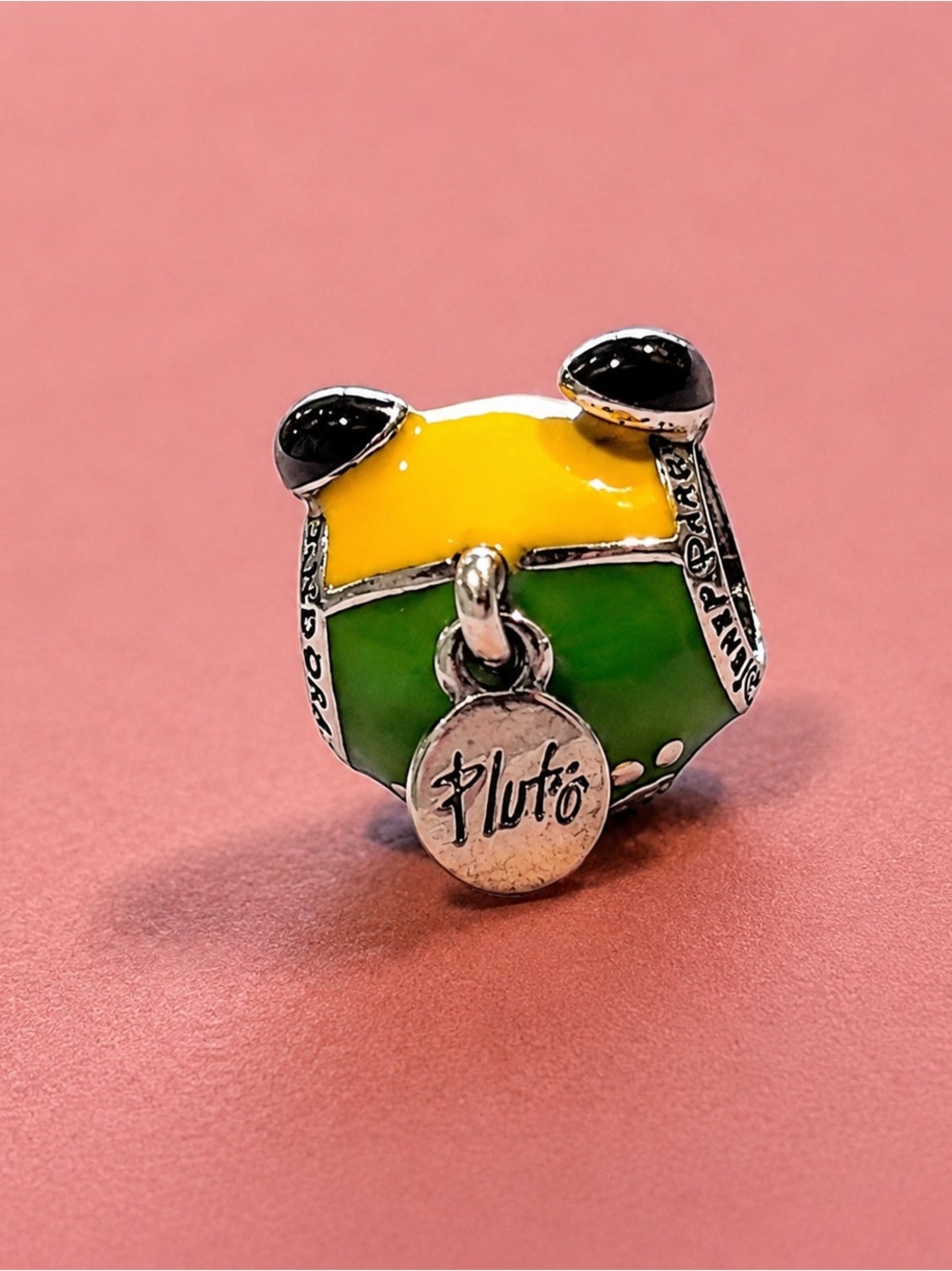 Pandora Yellow and Green Pluto Enamel Charm with Black Accents
